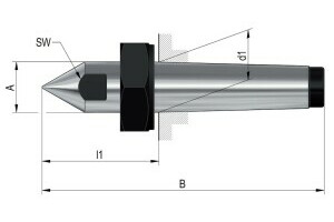 ähnlich DIN 807, volle Spitze mit Abdrückmutter und SW - 1