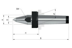 ähnlich DIN 807, volle Spitze mit Abdrückmutter und SW, mit verlängerter Spitze - 0