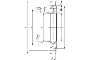 Stahl-Zwischenflansch ISO 702-3 / Zylindrische Zentrieraufnahme DIN 6350 futterseitig - 1